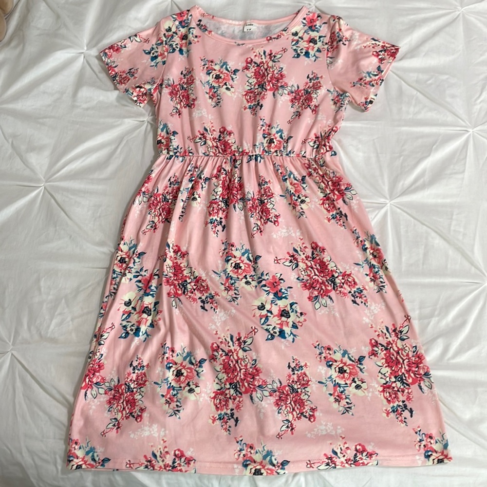 Girls pink floral dress